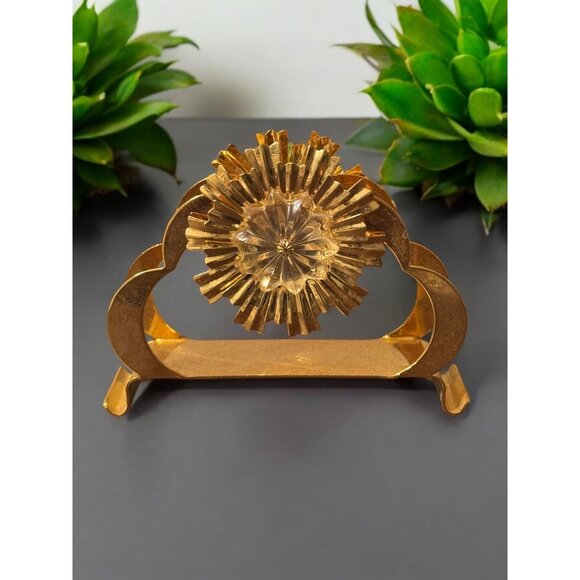 Crystal Temptations Gold Plated Napkin Holder Decorated with Strauss Swarovski C - Picture 1 of 10